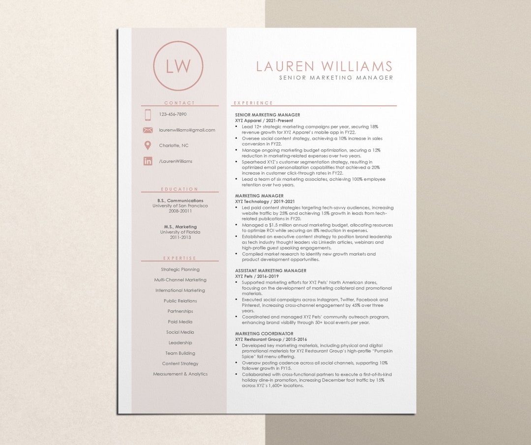 Modern Pink Resume Template for - Il 1080xN.5300692884 Okof 