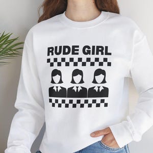 Rude Girl Sweatshirt Ska Music Black and White Two-Tone Third Wave Checker Vintage Sweat Shirt
