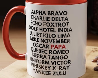 Aviator Papa Coffee Mug: Aviation Alphabet Tea Cup for Pilot Dad or Grandpa