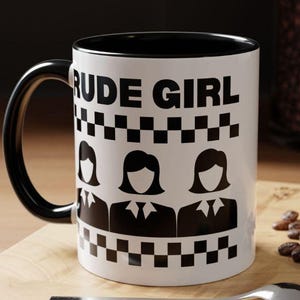 Rude Girl Coffee Mug Ska Music Black and White Two-Tone Third Wave Checker Vintage Tea Cup
