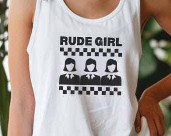 Rude Girl Tanktop: Black & White Checkerboard Racerback for Ska Music Lover