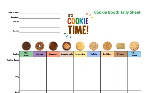 Girl Scout Cookie Booth Tally Sheet Printable Instant Download Little ...