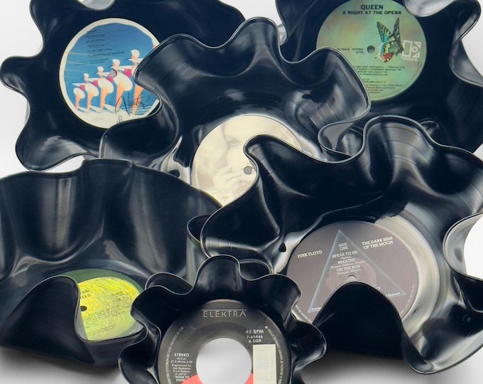 Rock Upcycled Vinyl Record Bowl: Retro Kitsch LP Decoration
