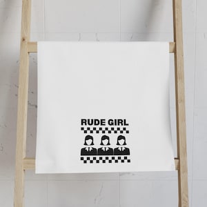 Rude Girl Hand Towel Ska Music Black and White Two-Tone Third Wave Checker Vintage Tea Towel