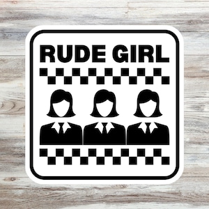 Rude Girl Sticker Ska Music Black and White Two-Tone Third Wave Checker Vintage Decal