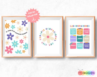 Occupational Therapy Retro Posters in Spanish | OT Clinic Decor (Digital Download)