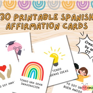 30 Affirmations cards for kids in Spanish | Afirmaciones positivas para niños en Español | Flashcards Mental Health Daily Motivation Mantras