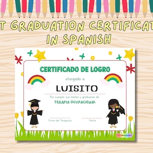 Certificado de Graduación de Terapia Ocupacional en Español / Certificado de Graduación de Terapia Ocupacional en Español