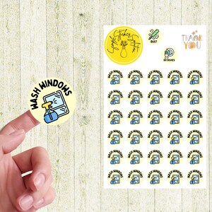 Naklejki na okna do mycia, codzienne/tygodniowe/dwutygodniowe obowiązki, naklejki do pamiętnika, arkusz naklejek do planera, planer, naklejka na kalendarz