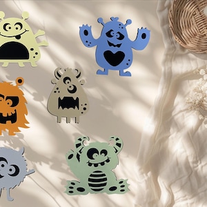 Cute Monsters themed Cut Outs | 6&quot; or 12&quot; Tall 1/8&quot; Thick MDF Signage | Nursery Decor | Kids Room Decor |  Cute Monsters Cutouts for Wall