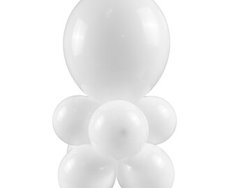 White 2 Tier Mini Balloon Centerpiece Kit | Do it Yourself  White Balloon Table Decorations | Balloons on a Budget | Baptism Party Decor Kit