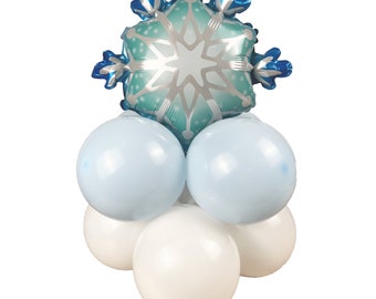 DIY Winter Snowflake Birthday 2 Tier Mini Balloon Centerpiece Kit | Winter Princess Birthday Balloon Table Decoration, Balloons on a Budget