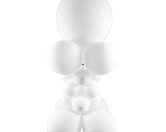 White 40 inch Mini Tapered Balloon Tower Column Balloon Kit | Do it Yourself Balloon Table Top Baptism Decoration | Balloons on a Budget