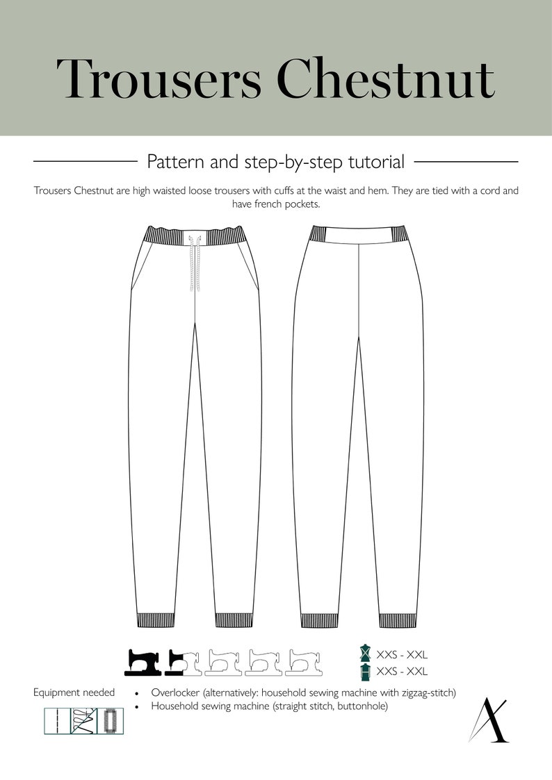 Sewing Pattern and Tutorial Trousers Chestnut | Jogger Pants With Cord ...