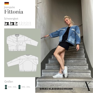 Schnittmuster und Anleitung Jeansjacke Fittonia | Upcycling-Jacke aus alten Hosen für Frauen und Männer, Unisex Bild 2