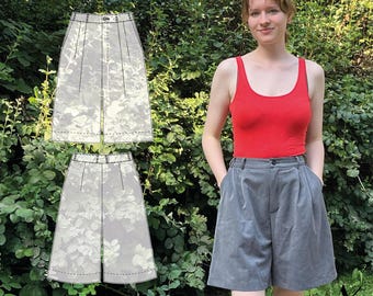 Pattern and instructions for Rosemary trousers | Wide leg shorts for men and women