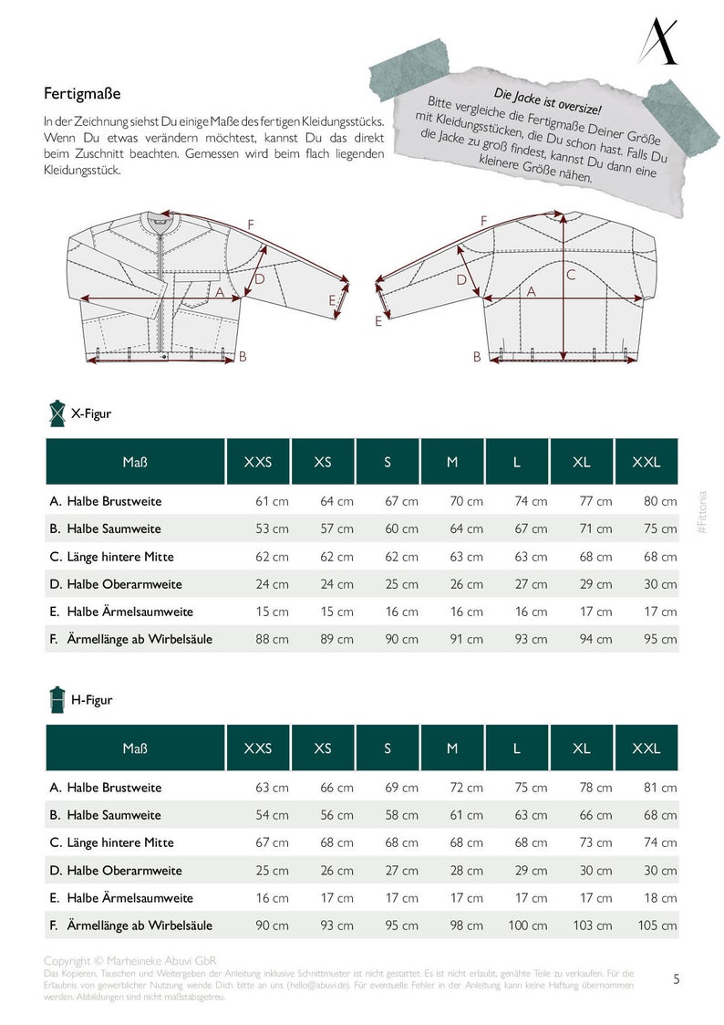 K&ouml;nnte beinhalten: Eine Tabelle mit Ma&szlig;en f&uuml;r eine Jacke in verschiedenen Gr&ouml;&szlig;en. Die Tabelle enth&auml;lt Ma&szlig;e f&uuml;r Brust, Taille, L&auml;nge, &Auml;rmell&auml;nge und Armloch. Die Ma&szlig;e sind in Zentimetern.