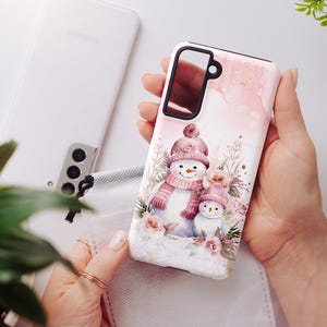 Pink Christmas Snowman Tough Phone Cases,Pink Christmas Phone Case,iphone 7 8 Pluse SE XS XR 11 12 13 14 Pro Max,Santa,Holiday gift,Vintage
