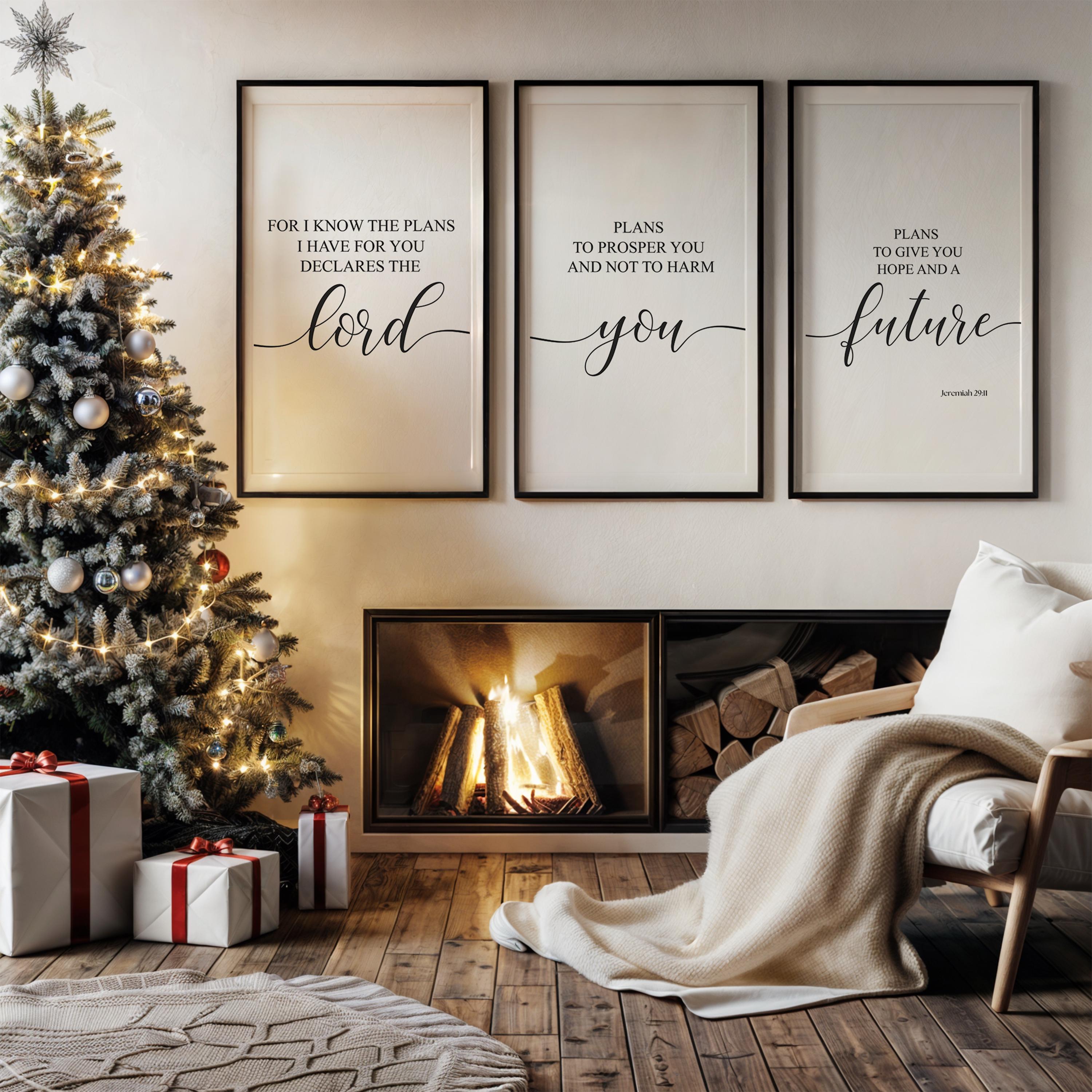 Bible Verse Wall Art Set of 3 Prints, Aesthetic Christian Decor Bundle ...