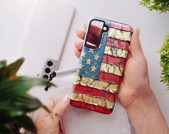Funda vintage para teléfono con la bandera estadounidense: regalo patriótico