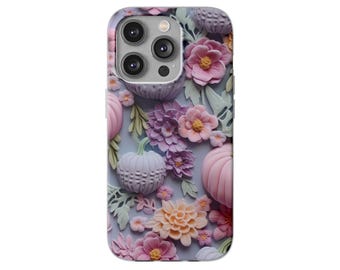 Étui de téléphone citrouille d'automne, Flexi 3D, floral d'automne, coque esthétique pour iPhone 15 Pro Max, 14 Plus, 13, 12, 11, et Samsung S10, S22, S23, Thanksgiving