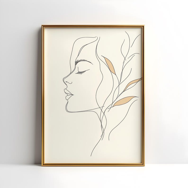 Abstract Line Art Portrait Poster Set of 3, Minimalist Floral Art ...