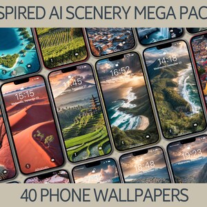 Inspired AI Scenery Wallpapers Mega Pack 6, iPhone, Smartphone Wallpaper, Samsung Phone Wallpaper, iPhone Wallpaper Background