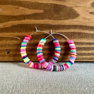 Heishi Multicolor Hoop Earrings