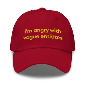 I&#39;m Angry With Vague Entities Dad Hat | Funny Gift Hat | Mental Health Hat | Ridiculous Sayings Hat