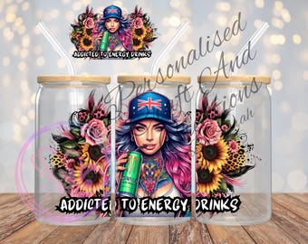 16oz Libbey Can Wrap: Energy Drink UV DTF Design (Digital Download)