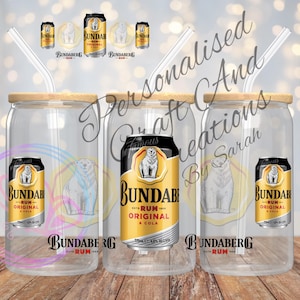16oz Libbey wrap png digital download - UV DTF  - sublimation drink can design- Bunderberg rum - digital design - snow globe libbey designs