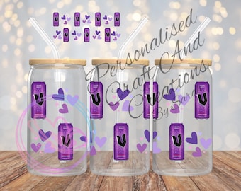 Grape Energy Drink 16oz Libbey Wrap PNG - UV DTF Sublimation Design (Digital Download)