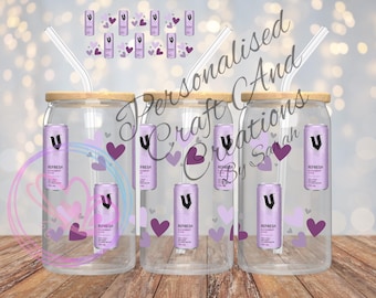 16oz Libbey Glass Wrap PNG: V Energy Drink Design (Digital Download
