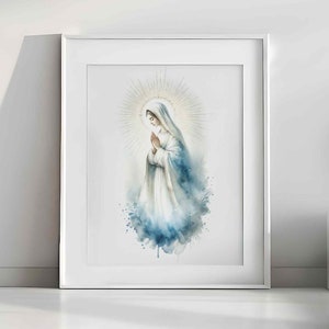Blessed Virgin Mary | Mother Mary Painting | Modern Christian Artwork | Catholic Wall Art Print | Lady of Grace | DIGITAL DOWNLOAD #245