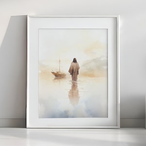 Divine Oil Painting: Jesus Walking on Water | Spiritual Art Print | Digital Download | Jesus Portrait | Jesus Print | Jesus Wall Art #27
