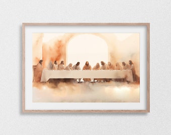 Scenic Depiction of The Last Supper | Digital Download | Jesus Art, Bible Wall Art, Christian Faith, Oil Painting #34