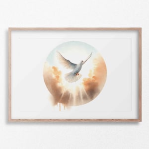 Colomba dello Spirito Santo - Ritratto ad acquerello, Arte minimalista eterea / Arte di Gesù, Arte della parete della Bibbia / Download digitale #261