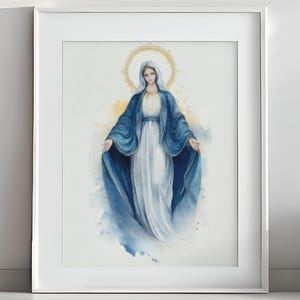 Our Lady of Grace | Virgin Mary | Mother Mary Watercolor Painting | Christian Artwork | Wall Art Print | Digital Printable Download #425