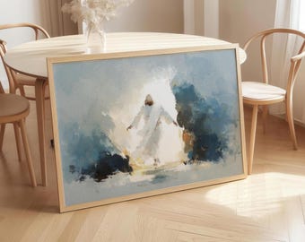 Risen Christ Resurrection Art | Jesus Empty Tomb Light Painting | Easter Christian Wall Art | Catholic Faith Decor 548