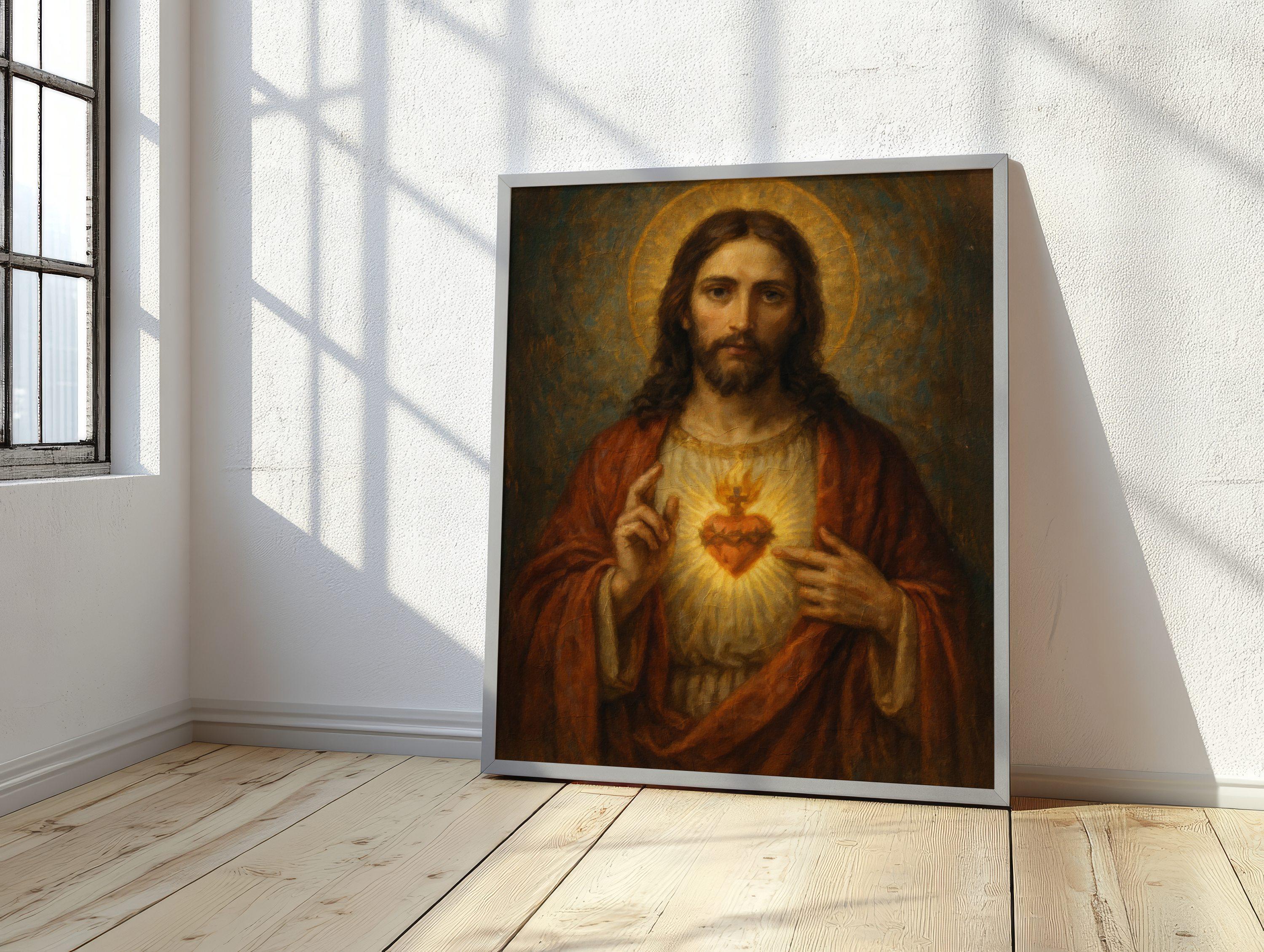 Sacred Heart of Jesus Art – Catholic Wall Decor | Jesus Christ Canvas ...
