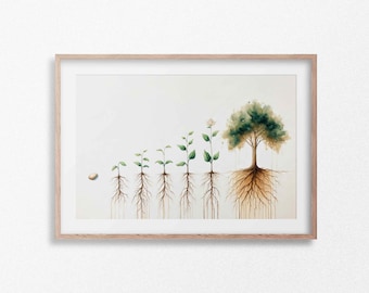Mustard Seed Growth Watercolor - Biblical Parable Art, Modern Christian Wall Decor, Jesus Wall Art | Digital Download #181