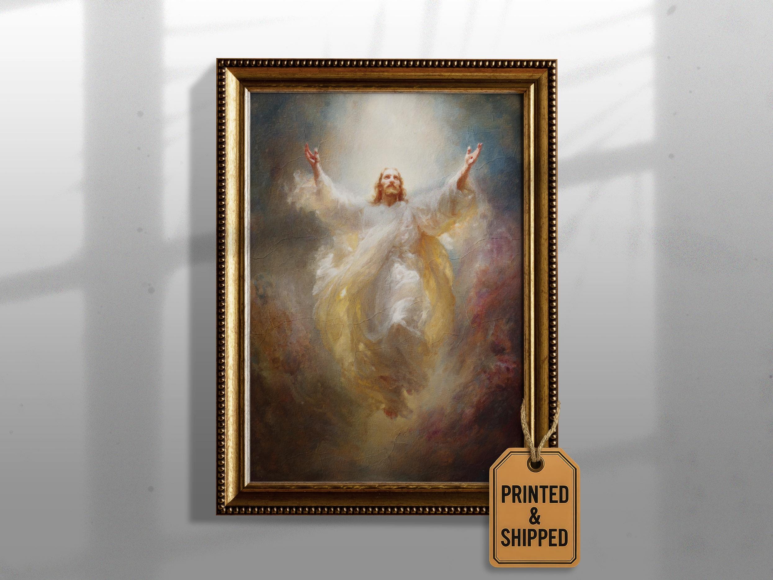 Jesus Rising Abstract Painting Ascension of Jesus Christ Art Print | Risen Christ Catholic Wall Art ...