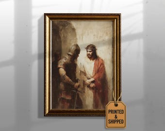 Korsvägen I-målning | Jesus fördömd av Pilatus | Korsvägskonst | Katolsk kristen väggdekoration 553