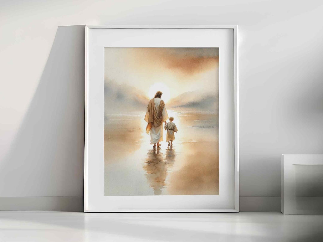 Jesus Christ Walking With Children Art: Christian Bible Print (digital ...