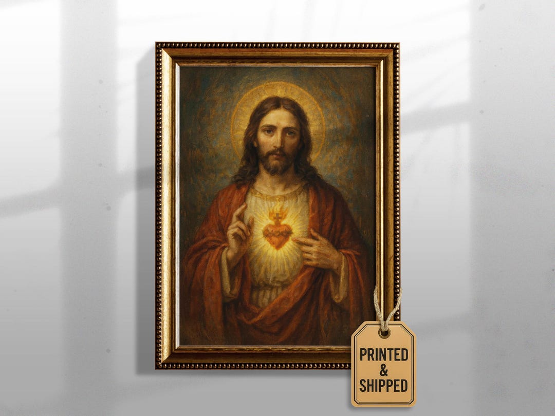 Sacred Heart of Jesus Art – Catholic Wall Decor | Jesus Christ Canvas Print | Christian Fa