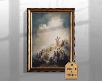 Sermon on the Mount | Jesus Preaching to the Multitude | Classical Religious Painting | Christian Wall Art 492