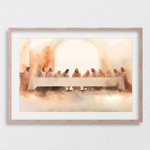 Scenic Depiction of The Last Supper | Digital Download | Jesus Art, Bible Wall Art, Christian Faith, Oil Painting #34