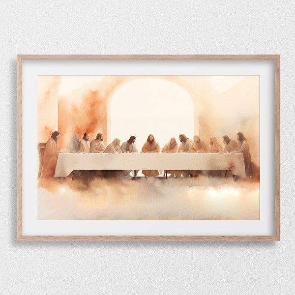 Scenic Depiction of The Last Supper | Digital Download | Jesus Art, Bible Wall Art, Christian Faith, Oil Painting #34