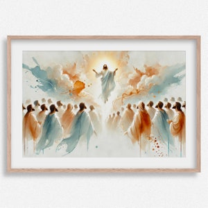 Jesus Ascends Into Heaven | Digital Download | Jesus Art, Bible Wall Art, Christian Faith, Oil Painting #348