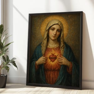 Immaculate Heart of Mary | Mother Mary Painting | Catholic Wall Art Print | Lady of Grace | DIGITAL DOWNLOAD #410